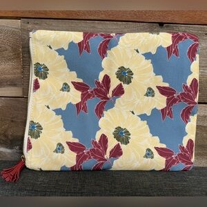 Rachel Pally Canvas Leather Trim Clutch Floral